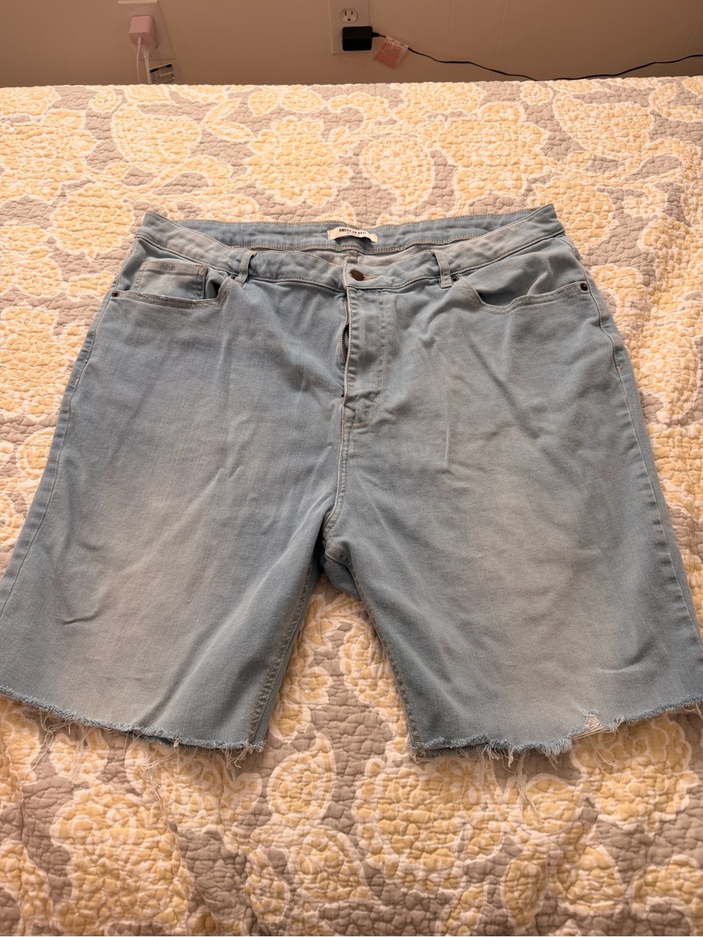 American Bazi Light Blue Denim Cutoff Shorts